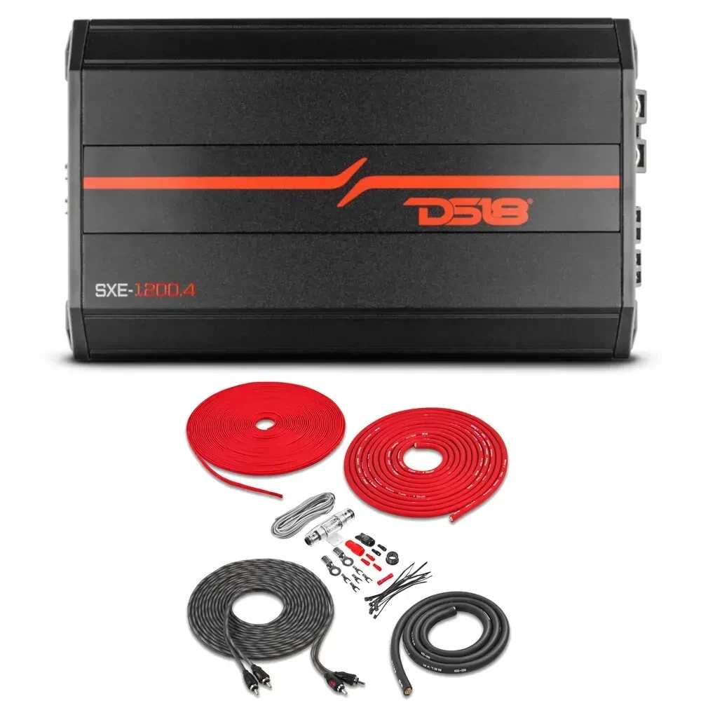Усилитель мощности для автомобиля DS18 SXE-1200.4/BK SXE Series, 4-канальный, Class AB, черный (набор)