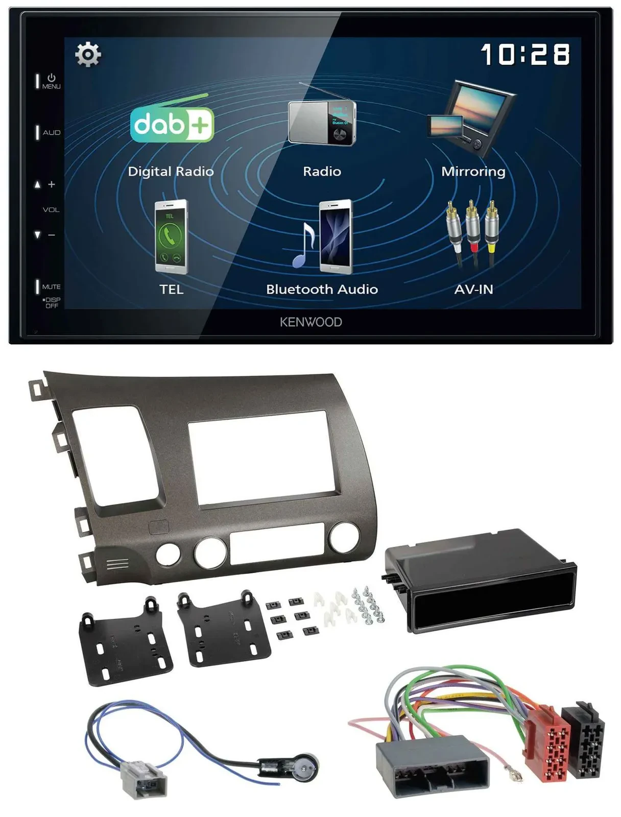 Автомагнитола Kenwood 2DIN, Bluetooth, MP3, USB, DAB для Honda Civic Hybrid FD3 (2006–2010)
