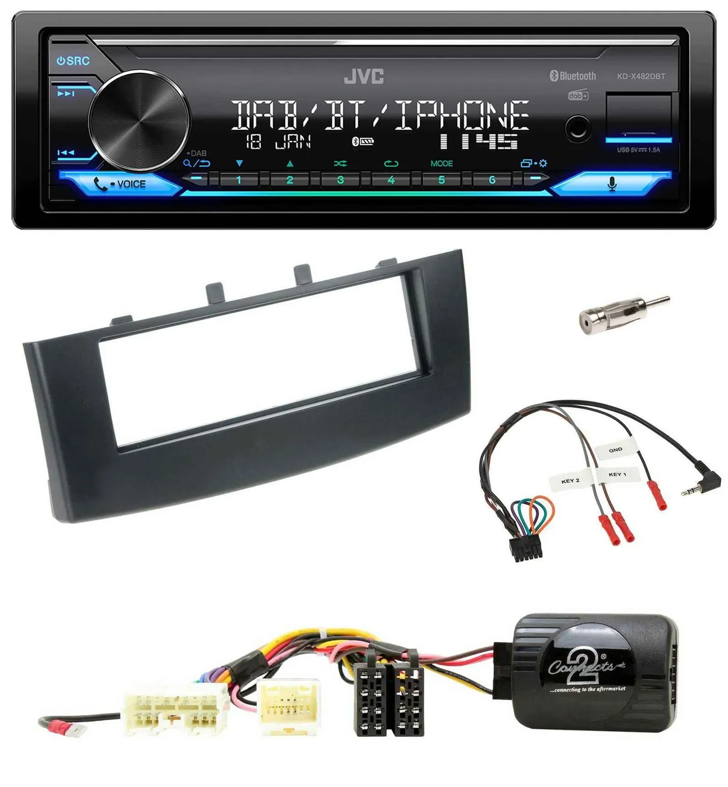JVC Bluetooth DAB USB Lenkrad Autoradio für Mitsubishi Colt 2008-2012