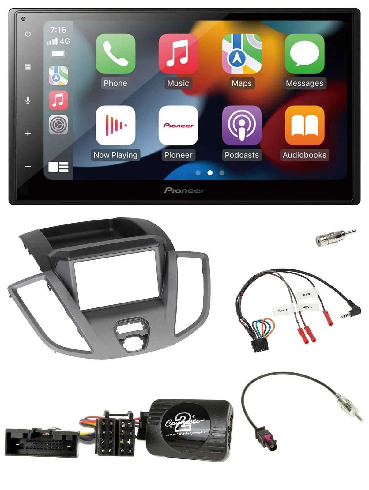 Pioneer DAB Bluetooth 2DIN USB Lenkrad Autoradio für Ford Transit V363 2014-2018