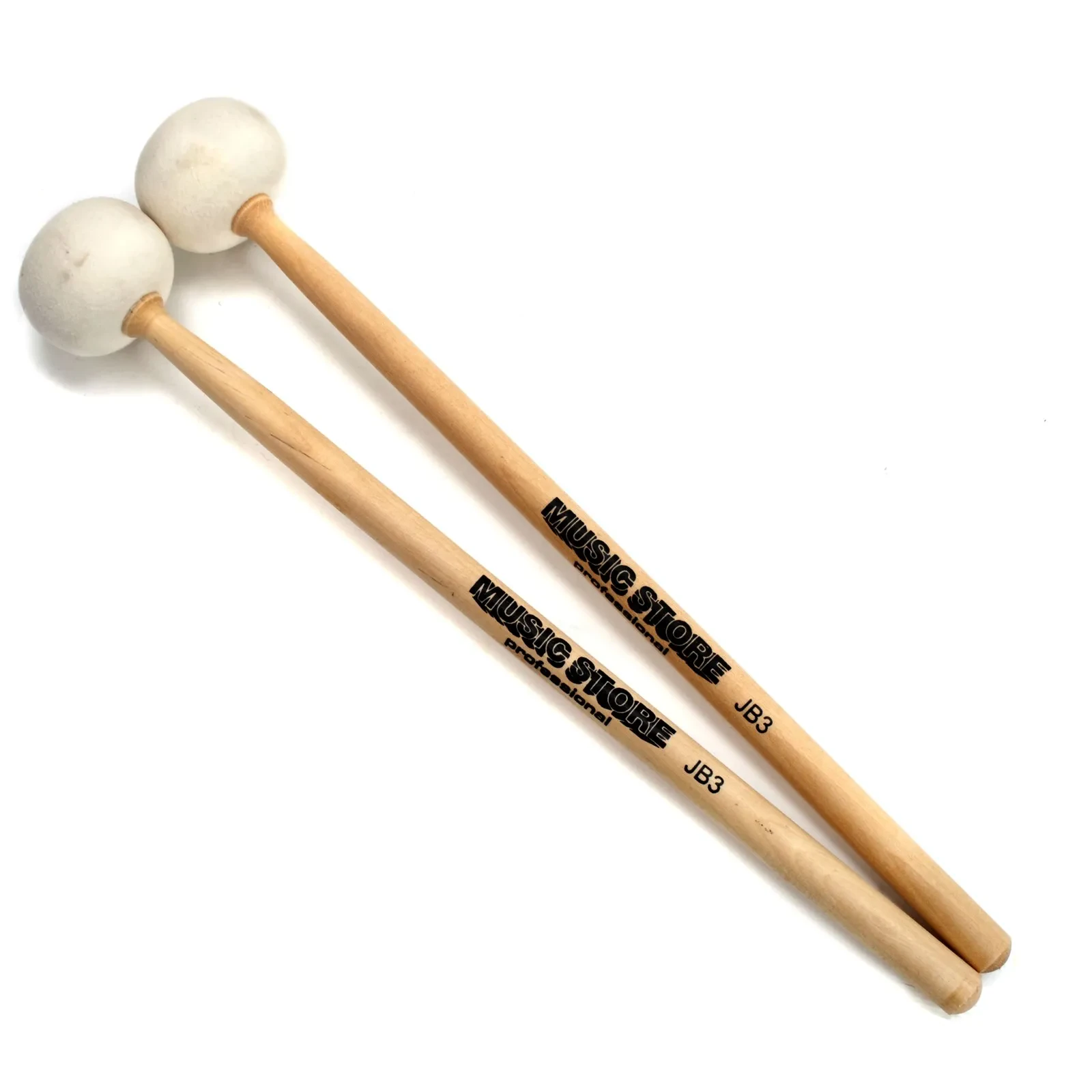 Fame Konzert Percussion Paukenschlägel 370mm Hart Filzkopf Holzstiel Weiß Rund