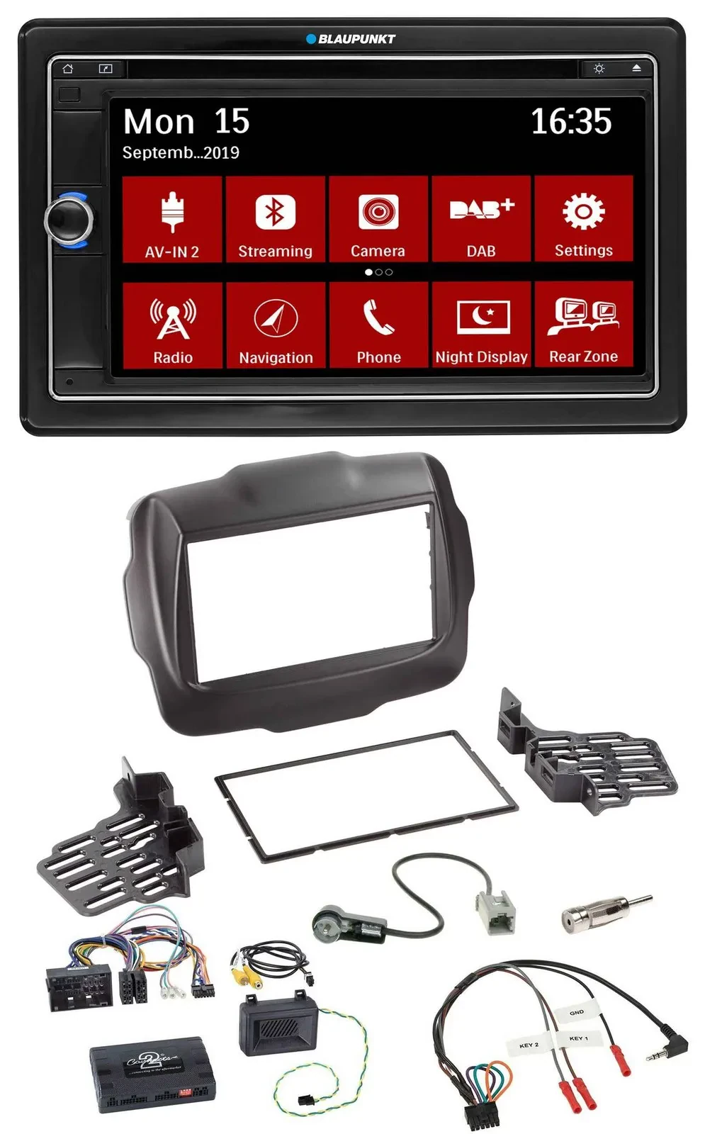 Blaupunkt Bluetooth DAB 2DIN USB DVD Lenkrad Autoradio für Jeep Renegade ab 2015