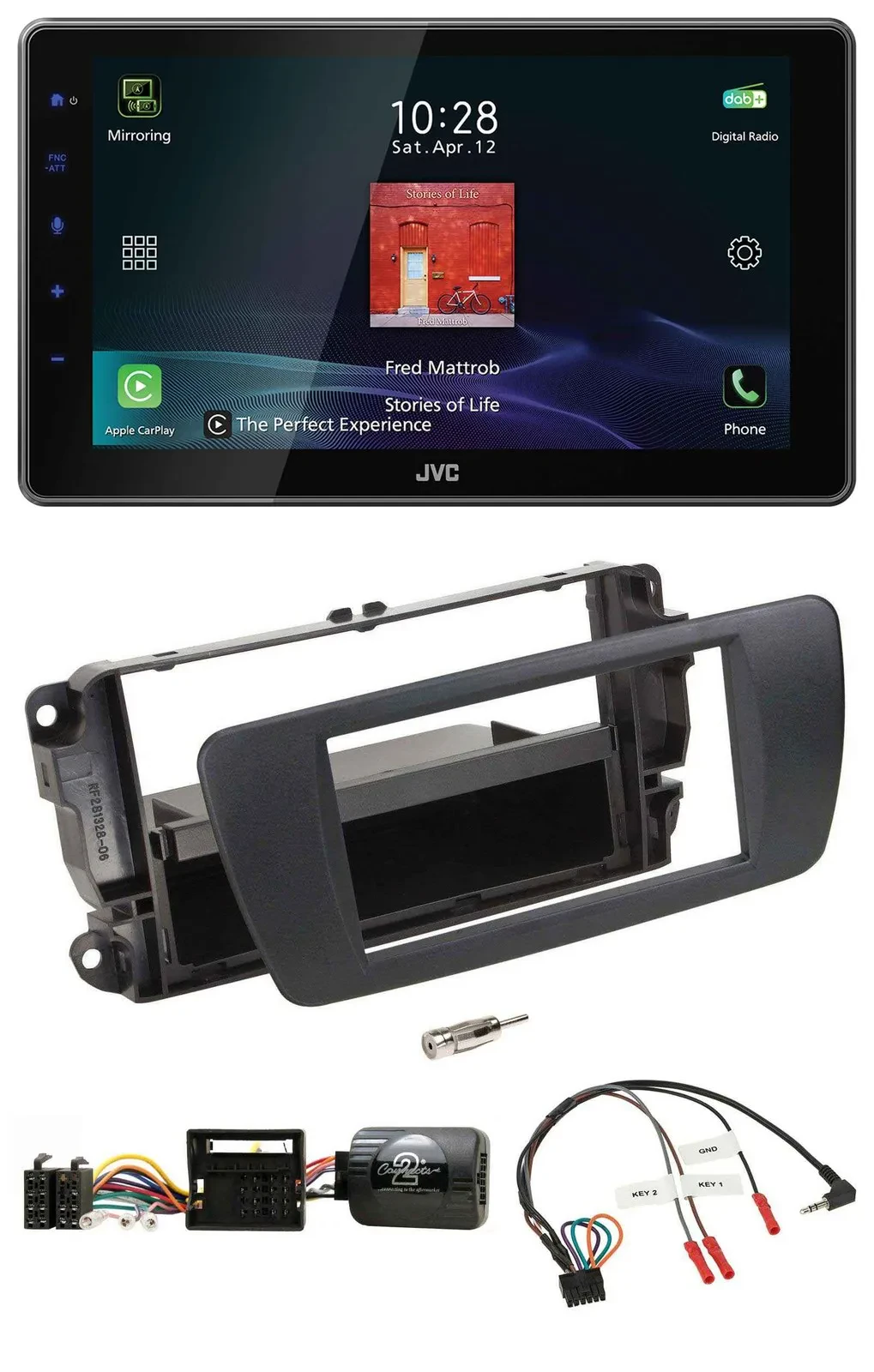 JVC DAB Lenkrad Bluetooth USB Autoradio für Seat Ibiza nitschwarz