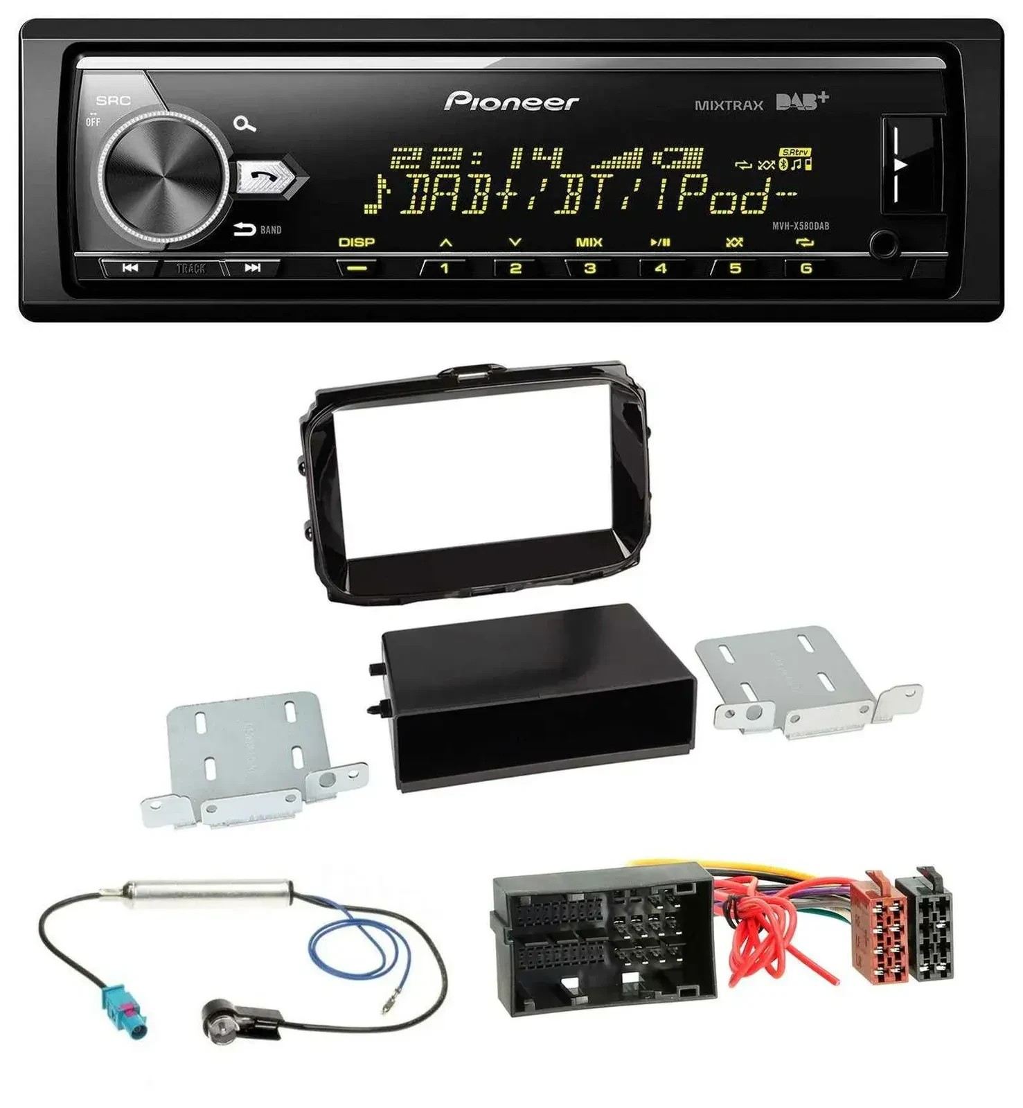 Автомагнитола для Alfa Romeo Giulietta Pioneer Bluetooth, USB, DAB, MP3, 52-pin (с 2013), черный глянец