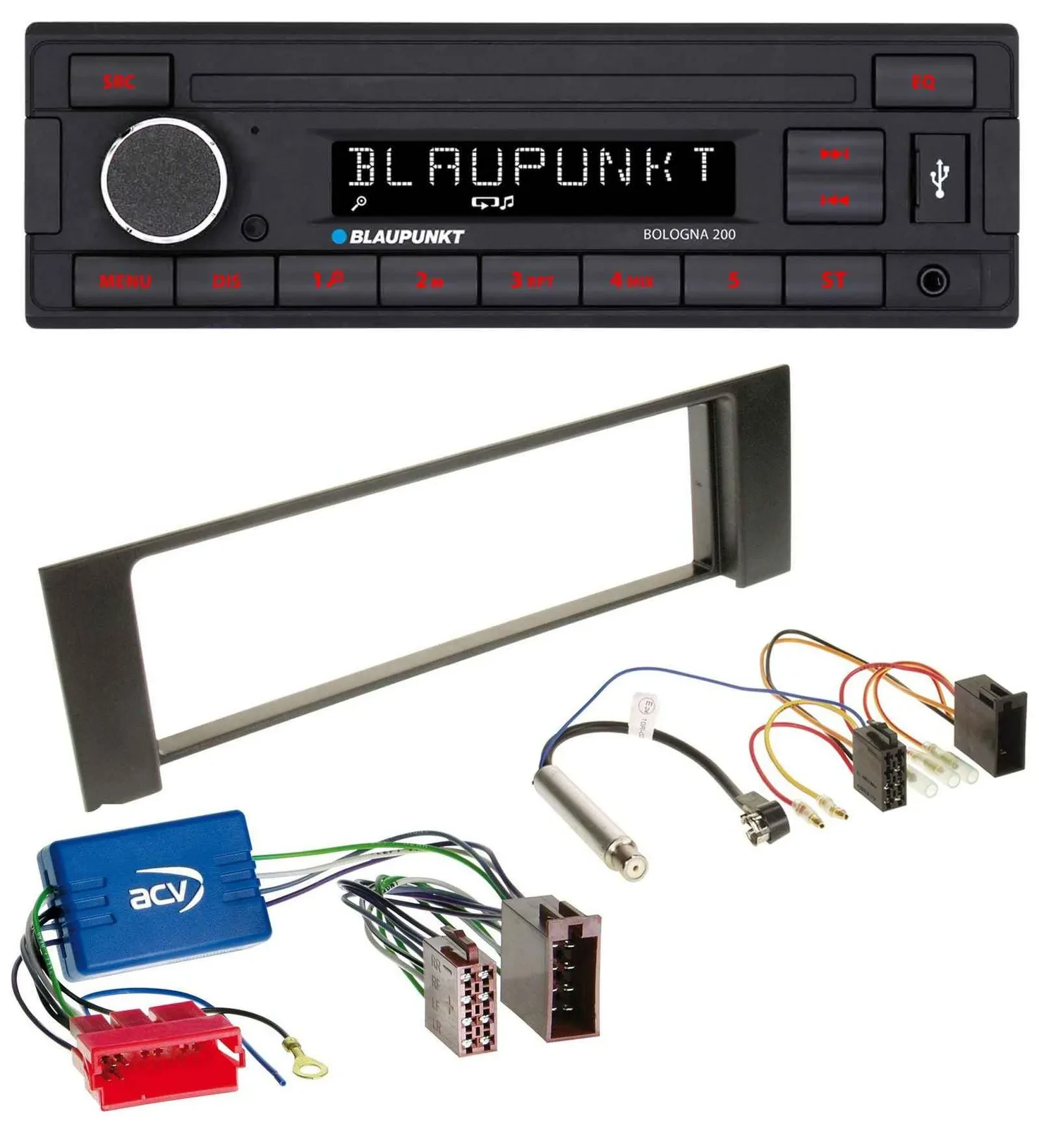 Автомагнитола Blaupunkt 1-DIN MP3 USB AUX для Audi A4 B6 (2000–2004) Mini-ISO