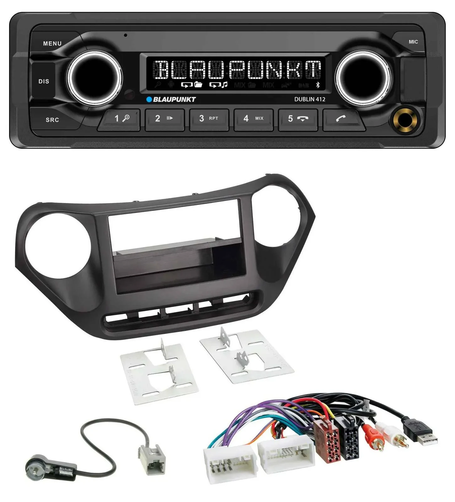 Blaupunkt MP3 Bluetooth USB AUX Autoradio für Hyundai i10 (ab 2013) AUX USB