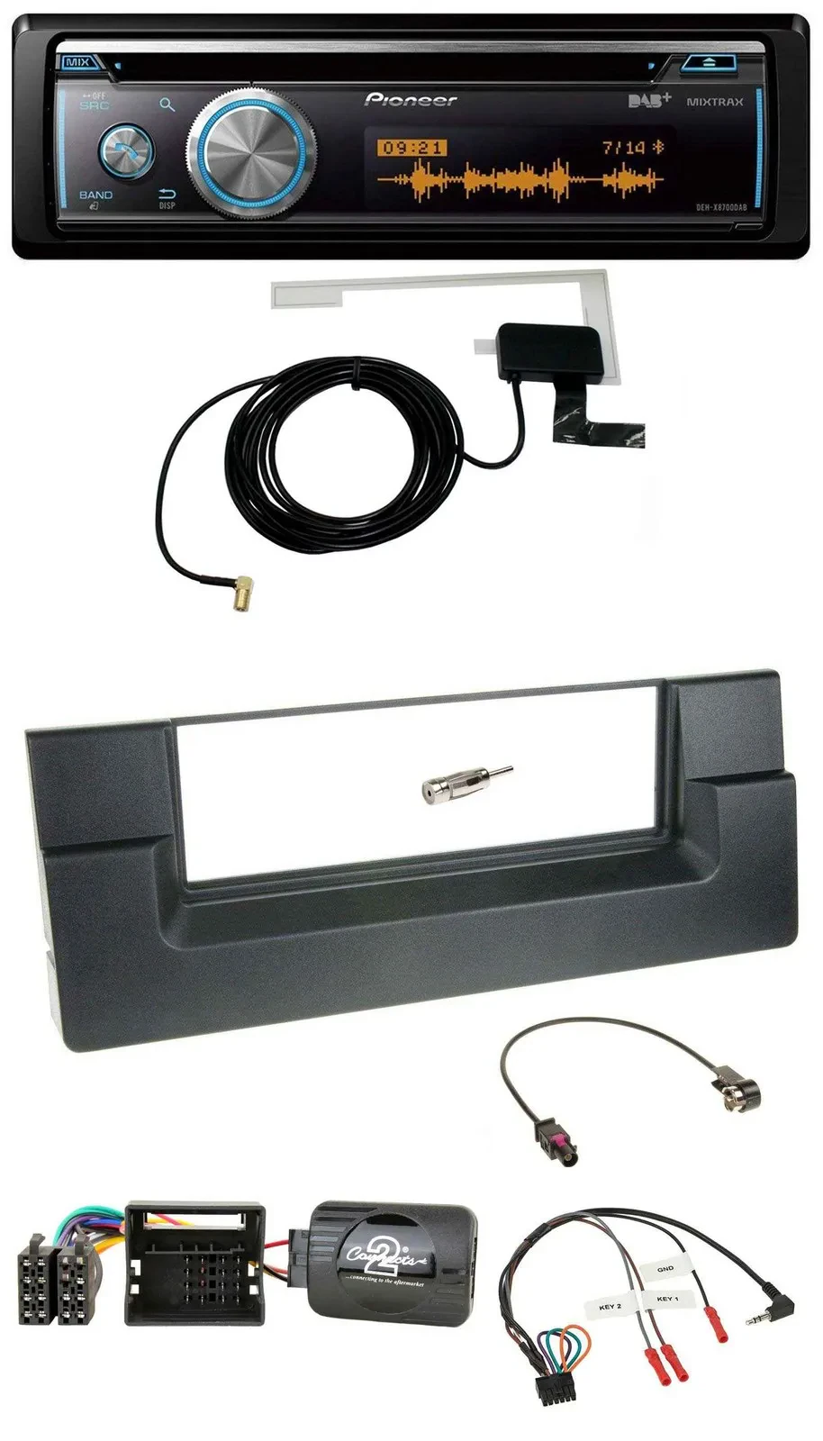Автомагнитола Pioneer Bluetooth, DAB, USB, CD для BMW 5 Series E39 (2001–2004), Quadlock, с поддержкой кнопок на руле