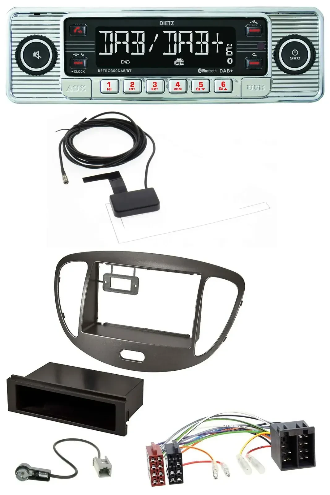 Dietz Bluetooth USB MP3 DAB Autoradio für Hyundai i10 2008-2013 dunkelsilber