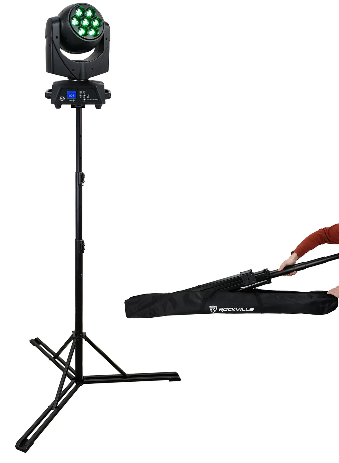 Прожектор American DJ VIZI HEX WASH 7 Moving Head Wash RGBWA+UV, Wireless DMX, 7 LED со стойкой