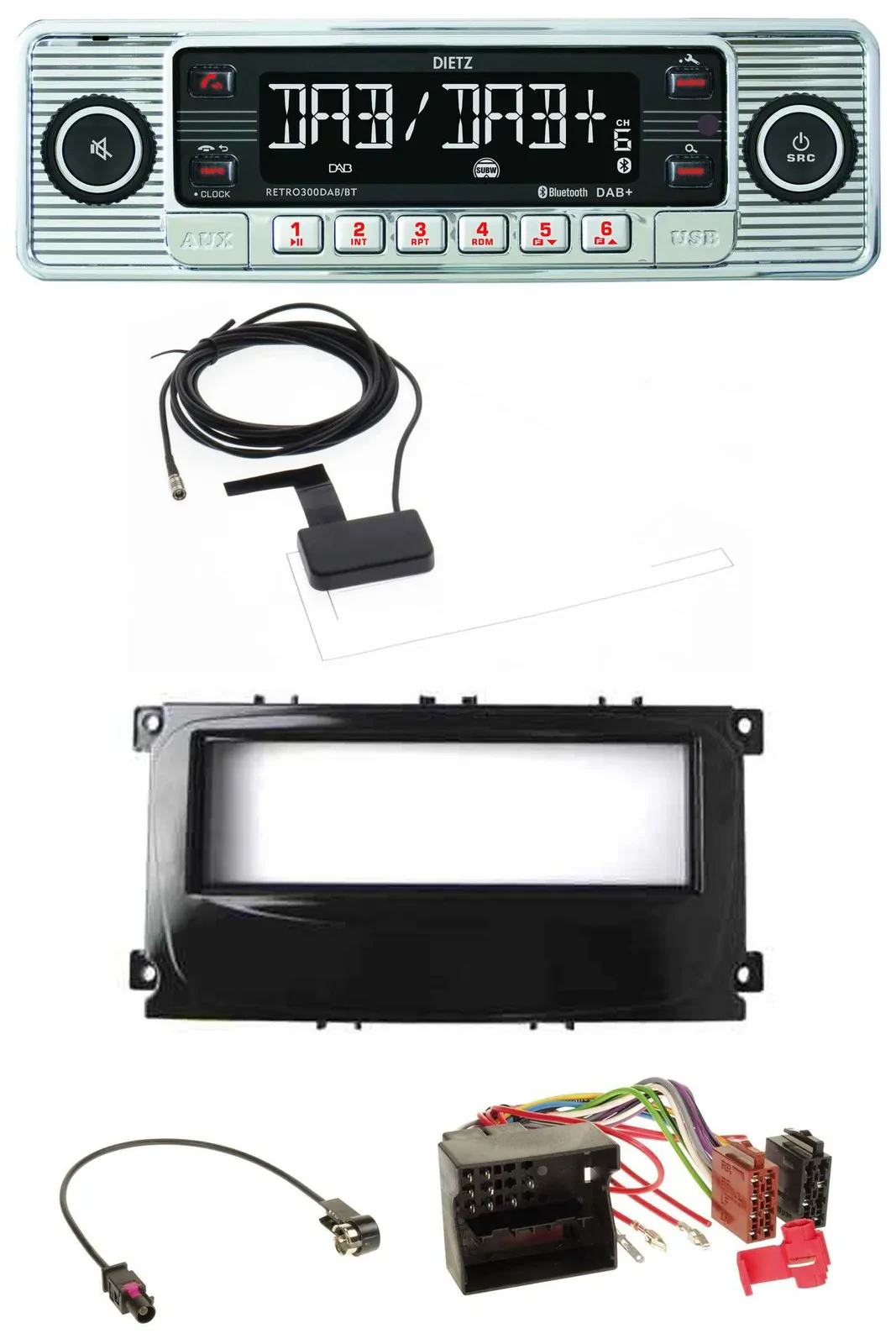 Dietz Bluetooth USB MP3 DAB Autoradio für Ford Mondeo S-Max 07-14 glänzend schwa