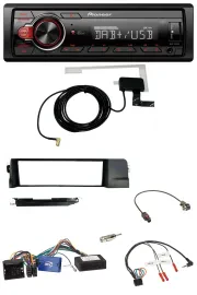 Автомагнитола Pioneer 1-DIN MP3 DAB USB для BMW 3 Series E46 (2001–2007), черный, поддержка управления на руле