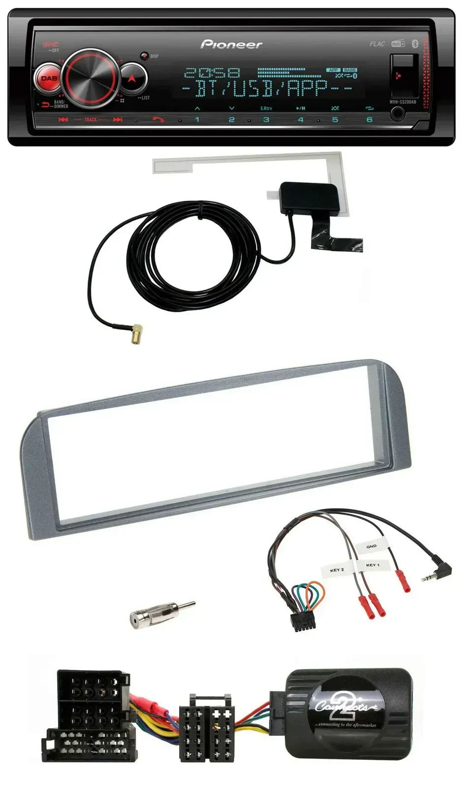 Автомагнитола для Alfa Romeo 147/GT Pioneer Bluetooth, DAB, USB, антрацит