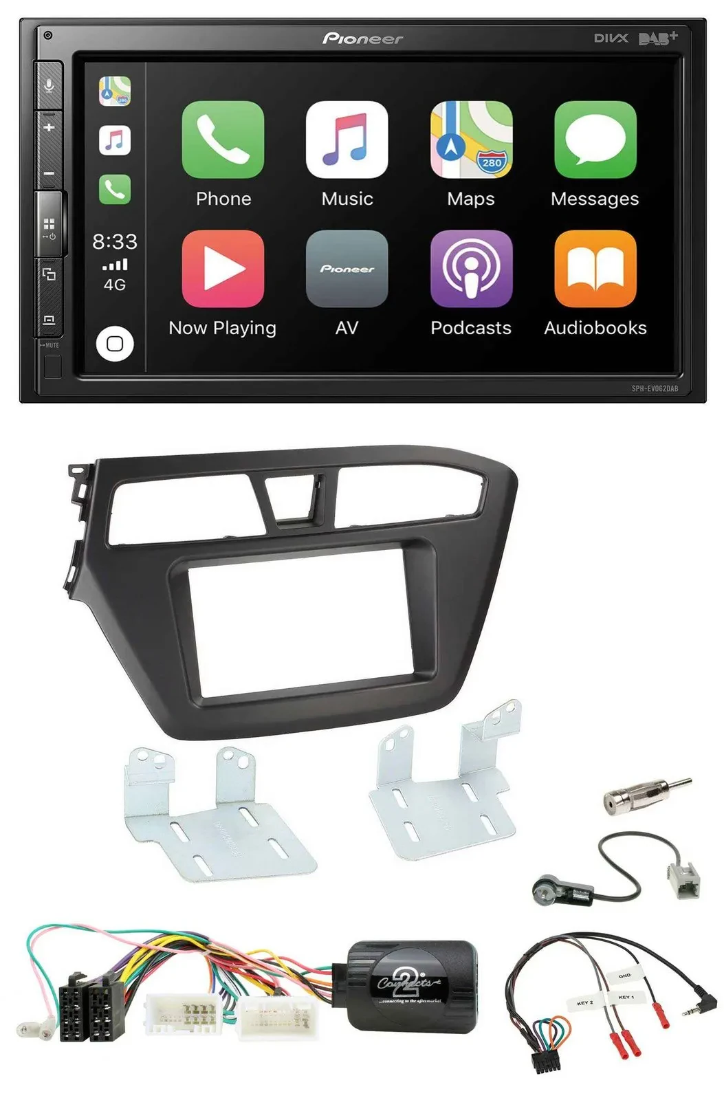 Автомагнитола для Hyundai i20 (с 2015) Pioneer 2DIN Bluetooth, DAB, USB, поддержка управления на руле