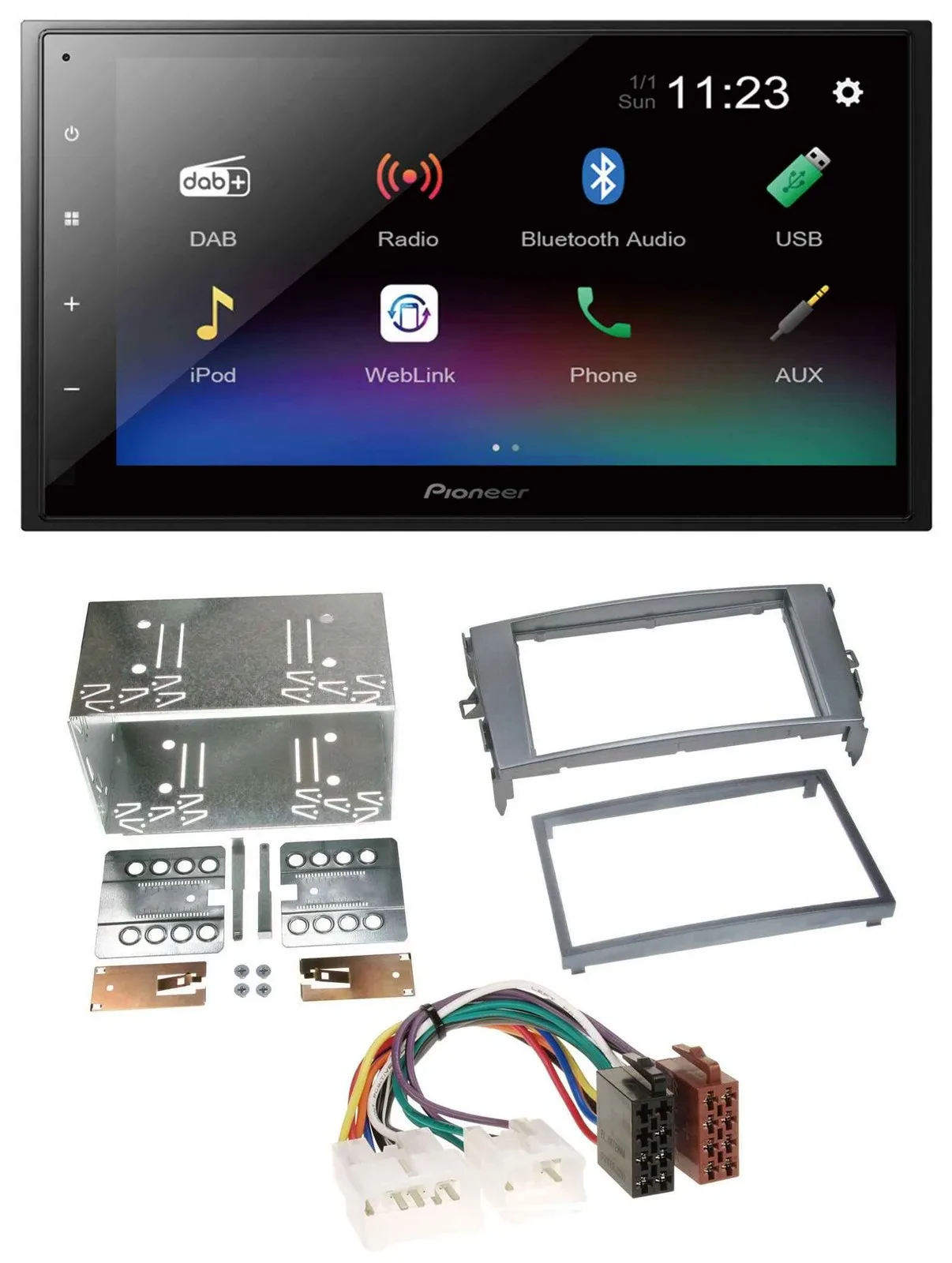 Pioneer USB Bluetooth DAB 2DIN MP3 Autoradio für Toyota Auris 07-12 anthrazit-gr