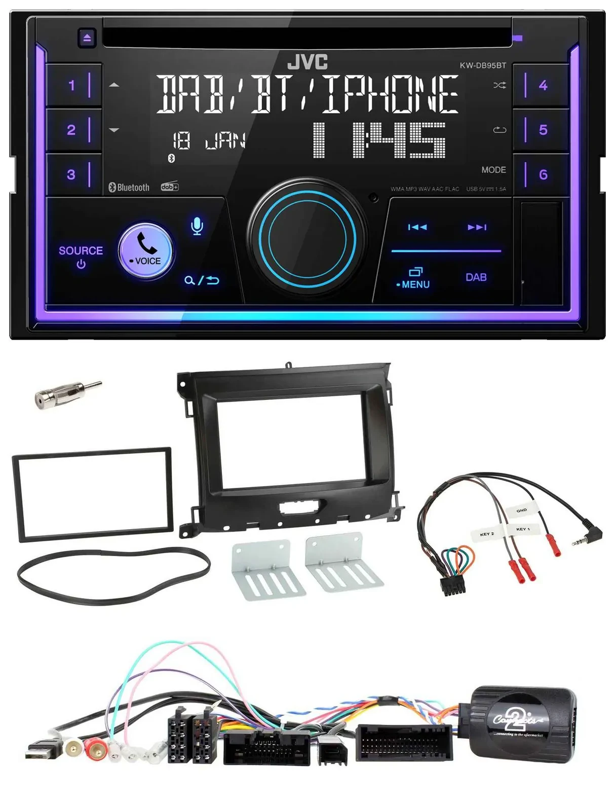 JVC Lenkrad USB 2DIN DAB Bluetooth CD Autoradio für Ford Ranger XL ab 02/2016