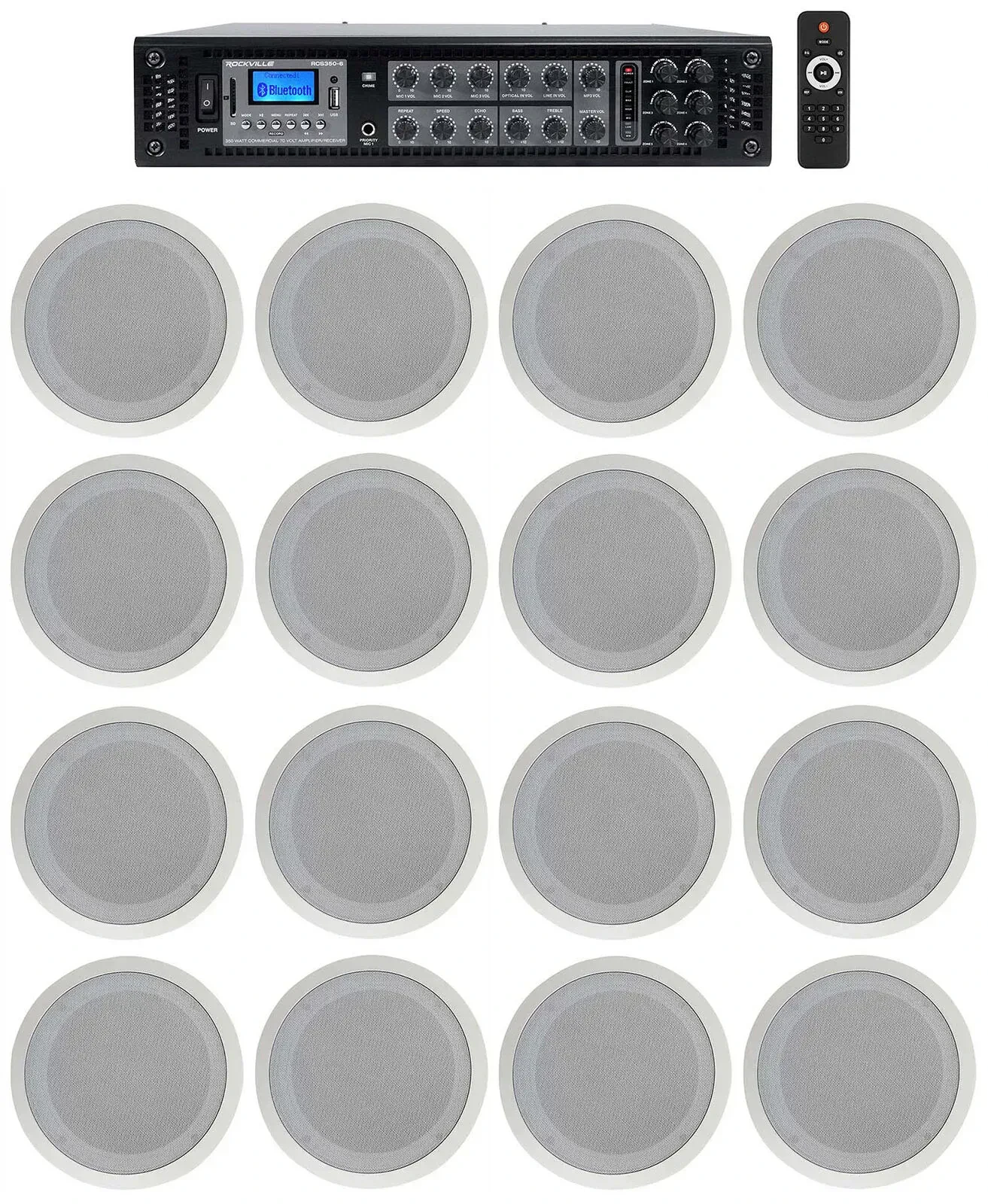 Потолочная акустика Rockville RCS350-6+(8) CC80T White с усилителем (16 штук)