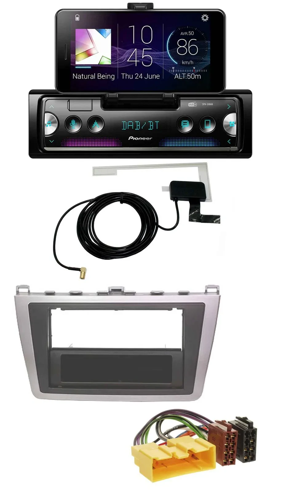 Pioneer DAB Bluetooth MP3 USB Autoradio für Mazda 6 (08-12) silber schwarz