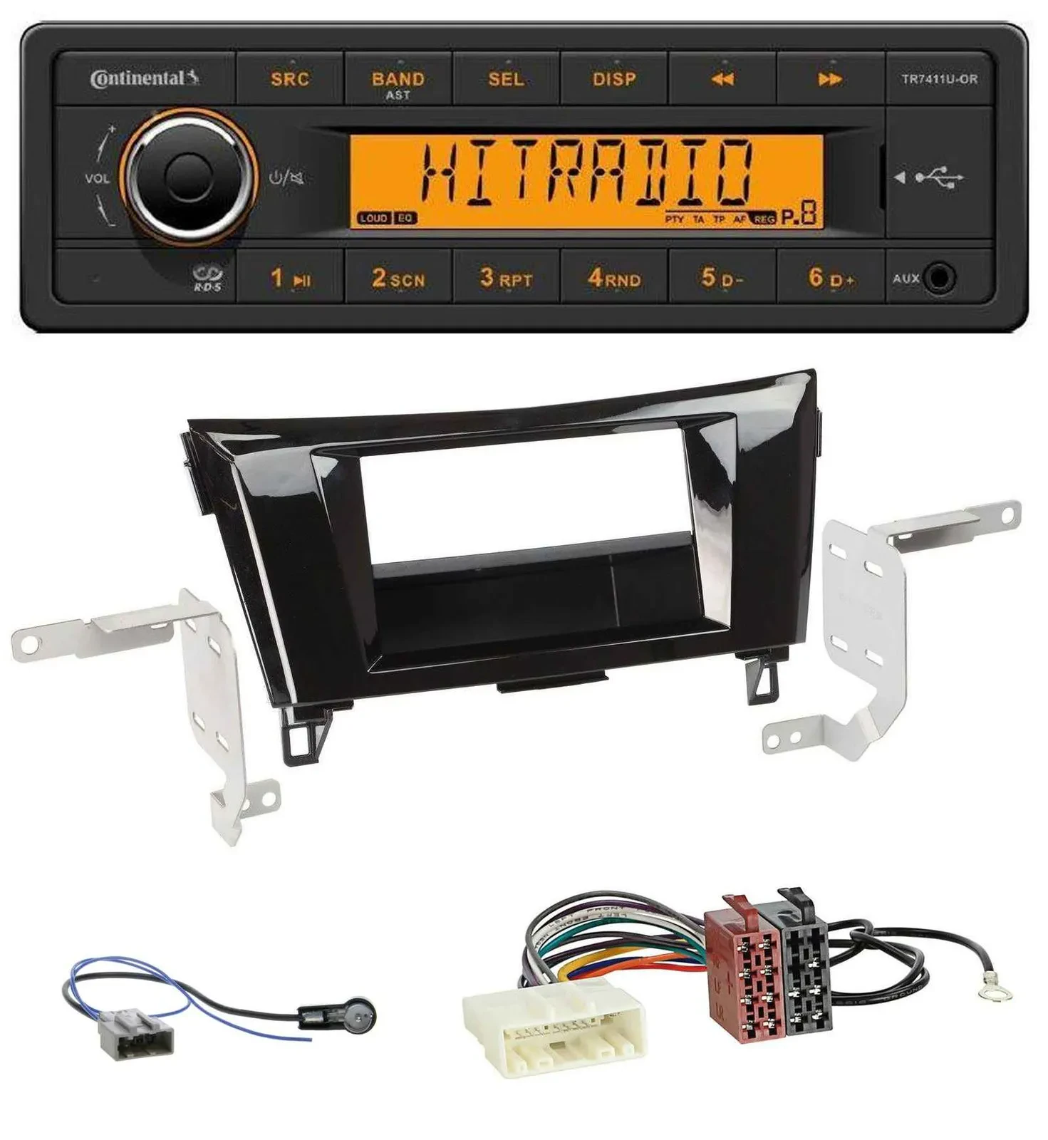 Автомагнитола Continental 1DIN USB AUX MP3 для Nissan Qashqai/X-Trail (с 2014)