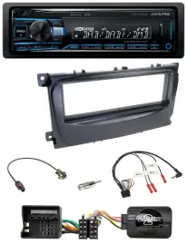 Alpine USB Bluetooth DAB Lenkrad Autoradio für Ford Focus C-Max Galaxy ab 07 sch