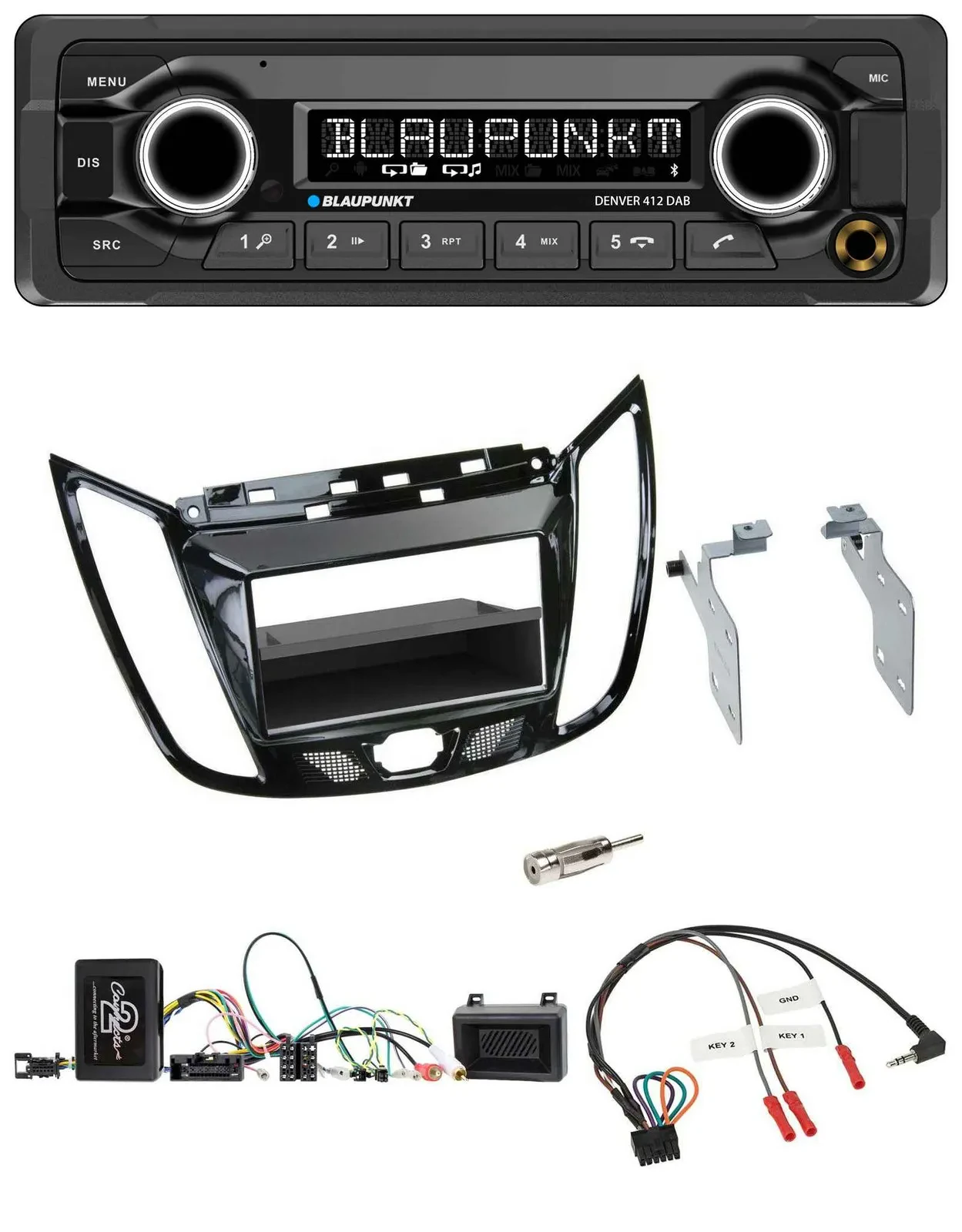 Blaupunkt Bluetooth DAB Lenkrad USB Autoradio für Ford C-Max Kuga Klavierlack sc