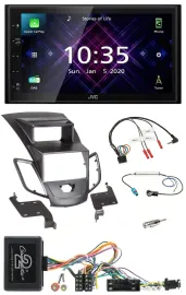 JVC DAB 2DIN Lenkrad Bluetooth USB Autoradio für Ford Fiesta 10-13 Display schwa