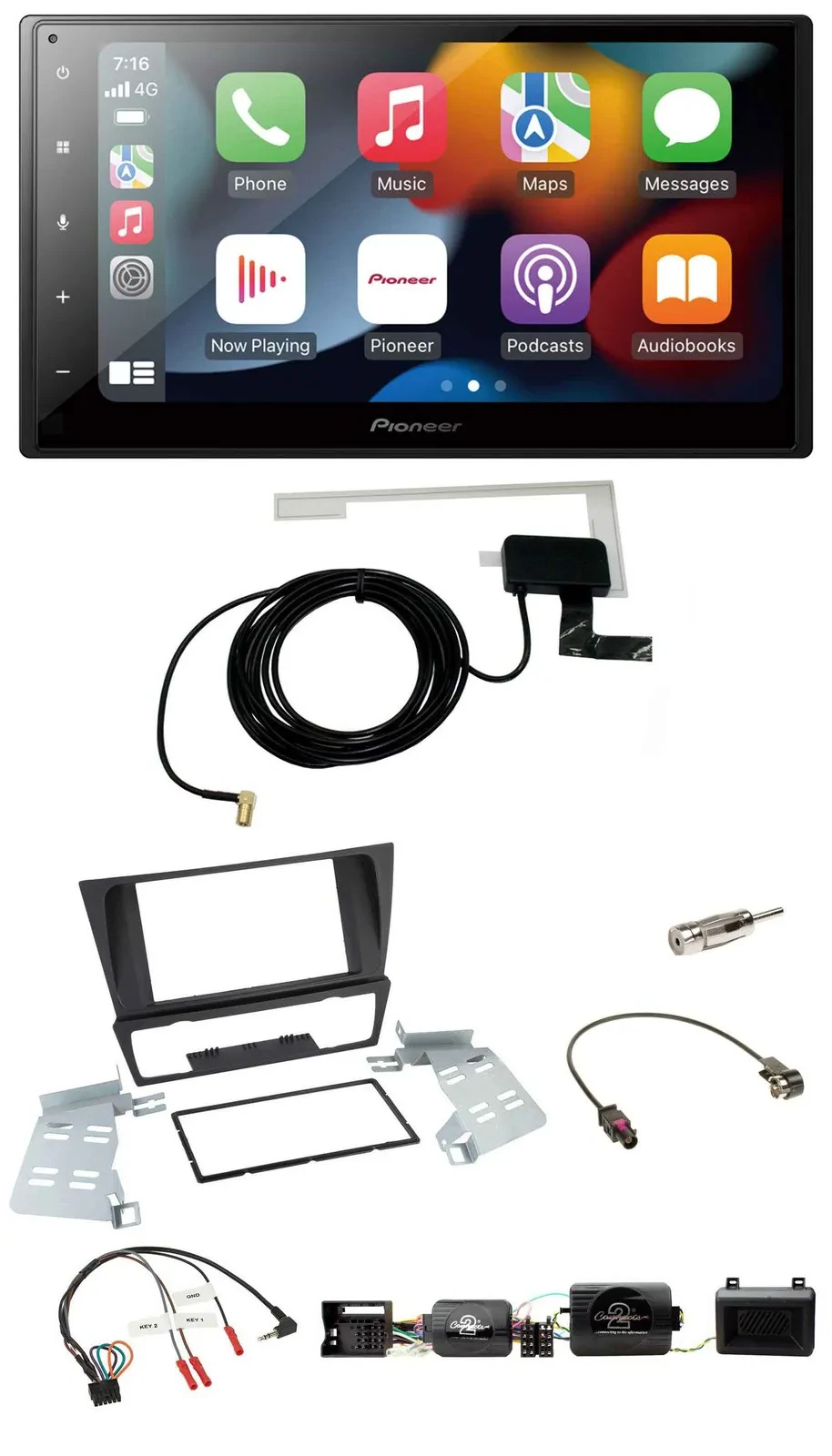 Pioneer Lenkrad USB Bluetooth DAB 2DIN Autoradio für BMW 3er E90 E91 E92 E93 PDC