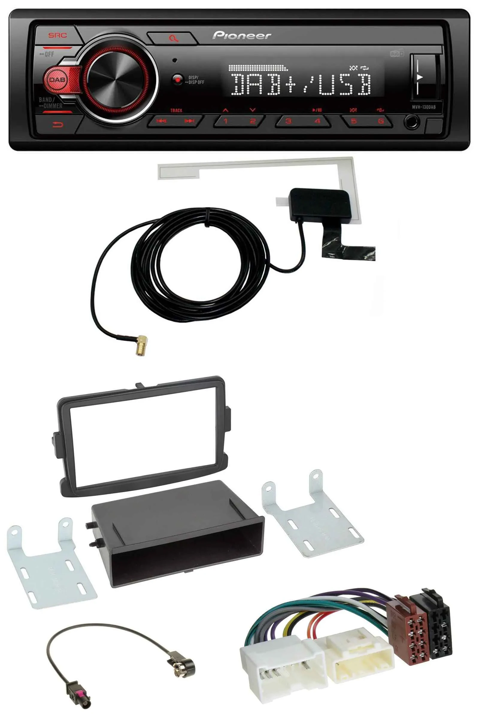 Pioneer 1DIN MP3 DAB USB AUX Autoradio für Dacia Dokker, Duster, Lodgy