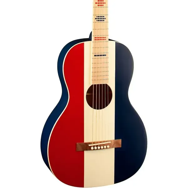 Recording King Dirty 30s Wrangler Single 0 Acoustic Guitar Red, White, and Blue