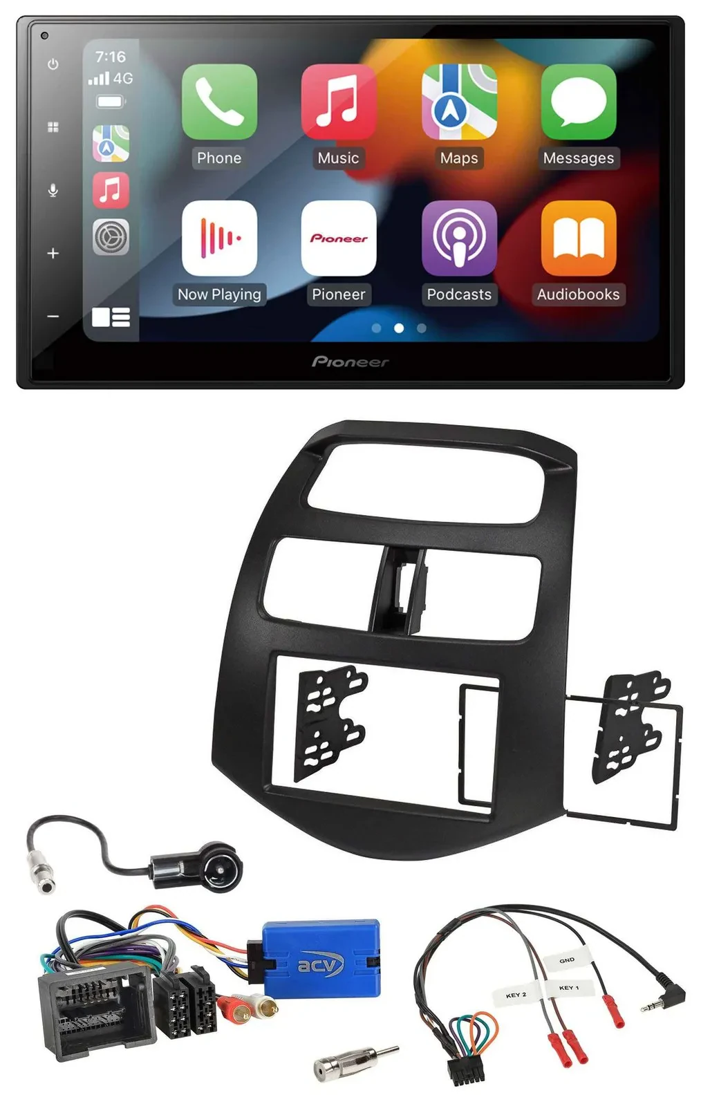 Pioneer DAB Bluetooth 2DIN USB Lenkrad Autoradio für Chevrolet Spark 2013-2015