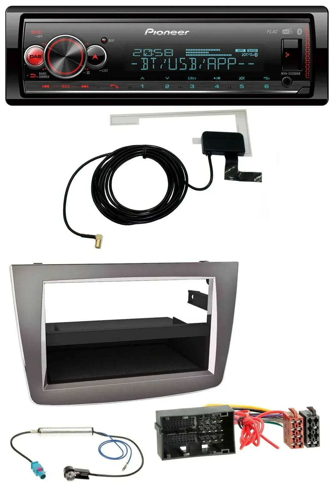 Автомагнитола Pioneer Bluetooth DAB USB MP3 для Alfa Romeo Mito (с 2014, 955), серебристая