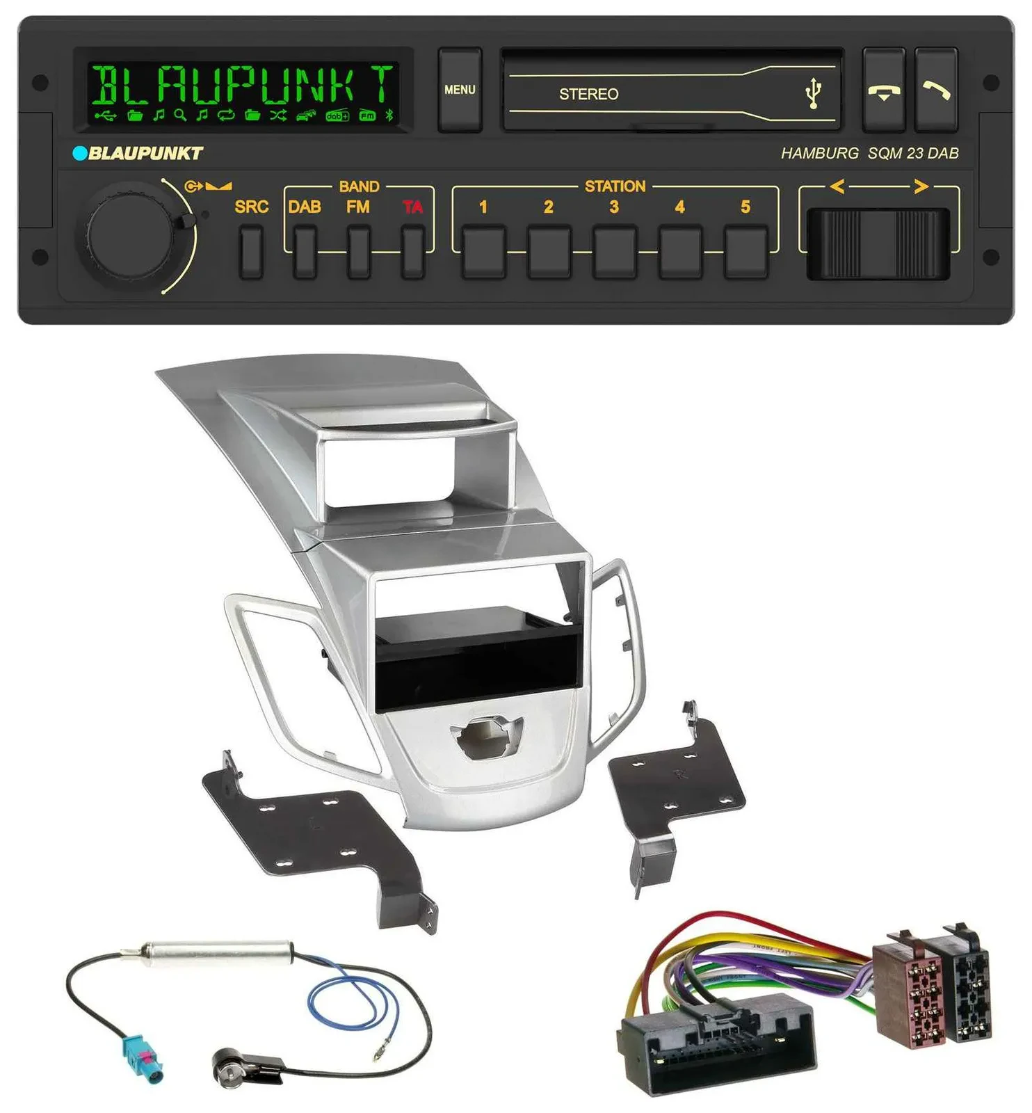 Blaupunkt USB DAB Bluetooth MP3 Autoradio für Ford Fiesta Display 10-17 silber