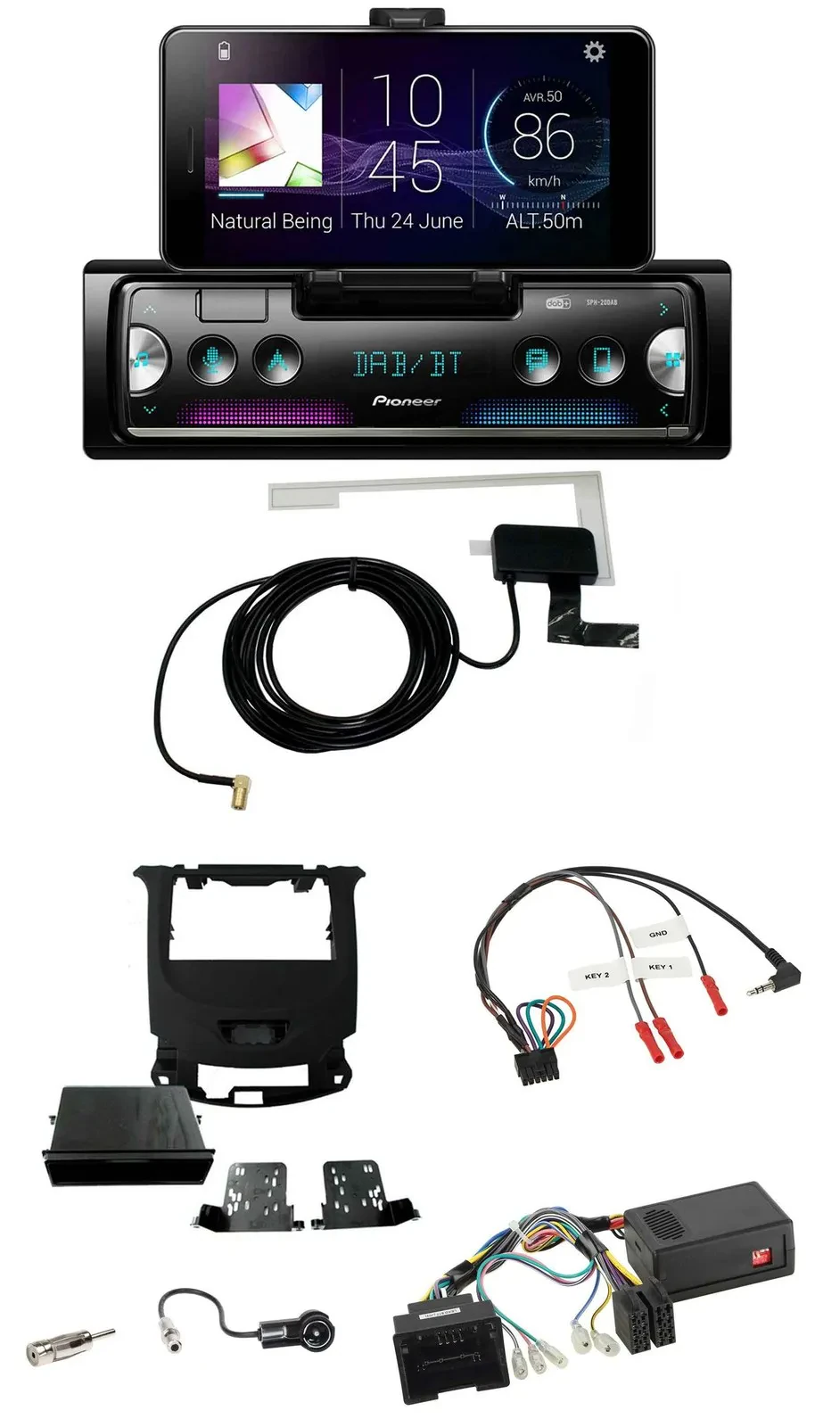 Автомагнитола Pioneer для Chevrolet Cruze (с 2016) DAB, Bluetooth, USB, черный (рояльный лак)