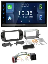 JVC DAB Bluetooth MP3 USB 2DIN Autoradio für Fiat 500 bis 2012 schwarz soft touc