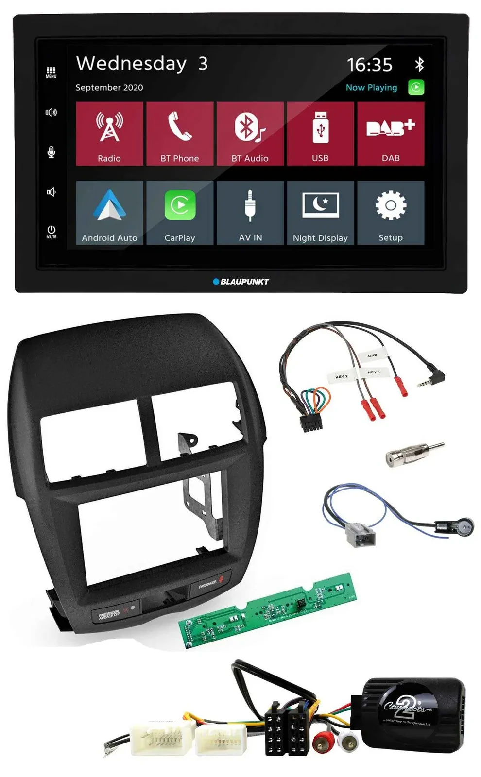 Blaupunkt DAB Bluetooth USB Lenkrad 2DIN Autoradio für Mitsubishi ASX 2010-2014