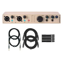 Arturia MiniFuse 4 Champagne 4 In / 4 Out Audio Recording Interface with Cables