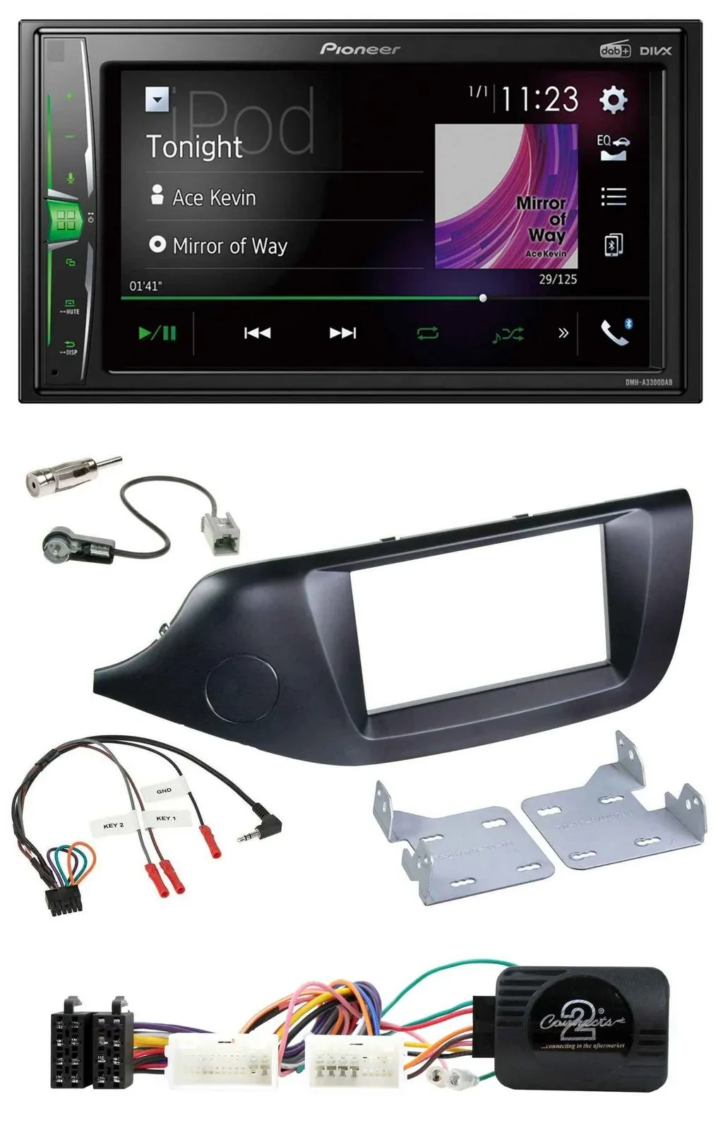 Pioneer 2DIN Lenkrad DAB USB Bluetooth Autoradio für Kia Ceed ab 2012 schwarz oh