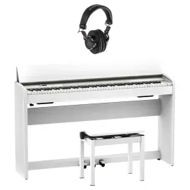 Roland F701 88-Key SuperNATURAL Digital Piano, with Bench & Stand, White Bundle