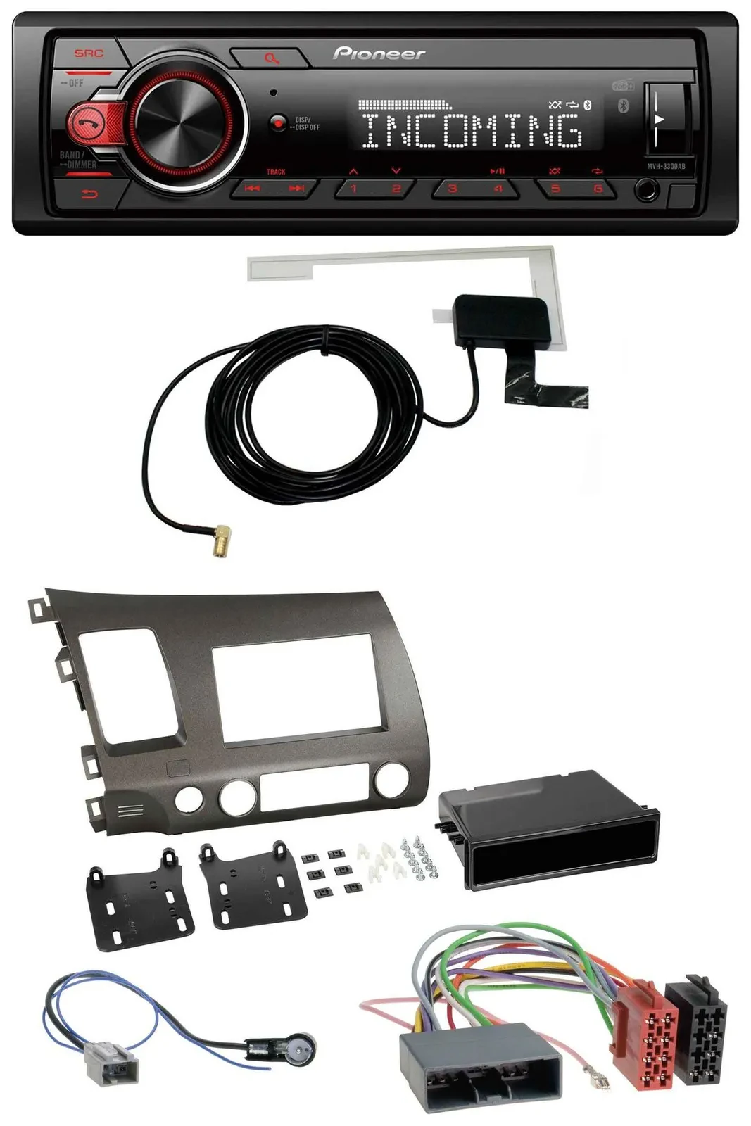 Pioneer MP3 AUX CD DAB USB Autoradio für Honda Civic Hybrid FD3 06-10 anthrazit
