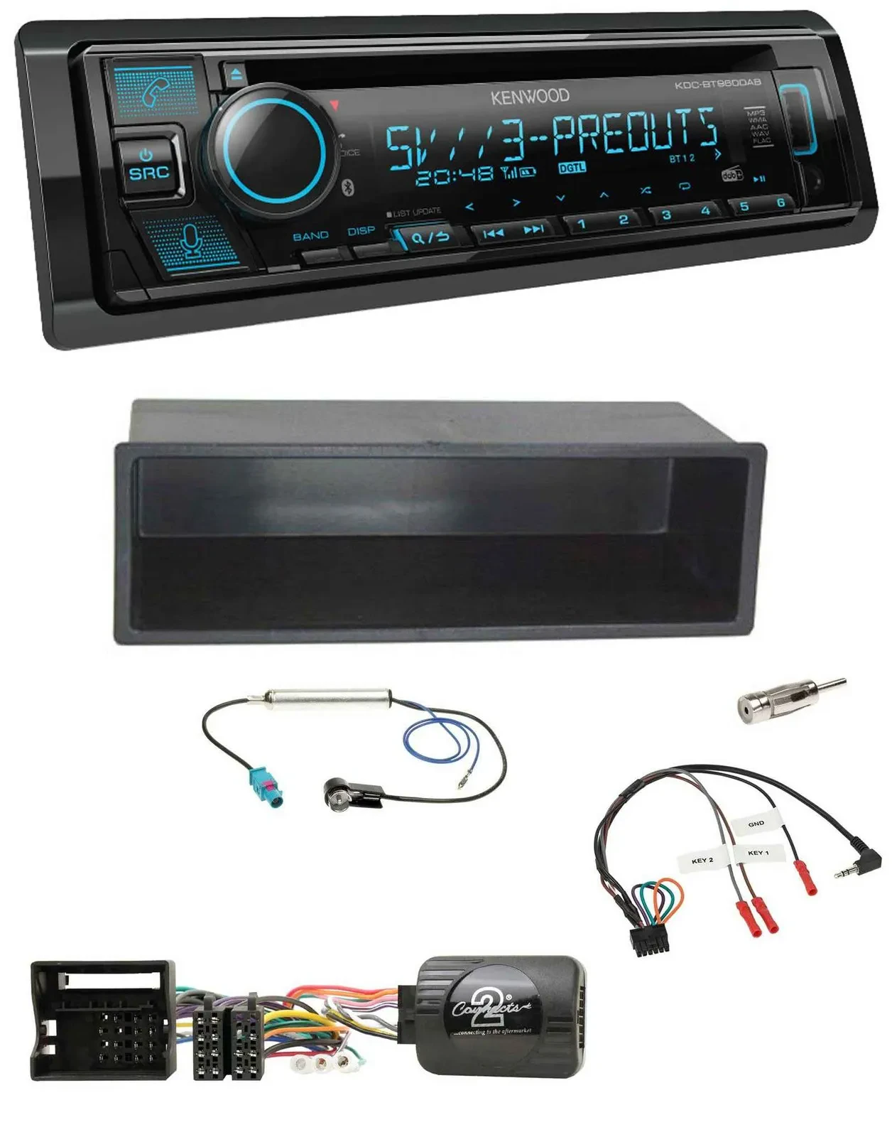 Kenwood Bluetooth USB CD Lenkrad DAB Autoradio für VW Polo Passat Ablagefach
