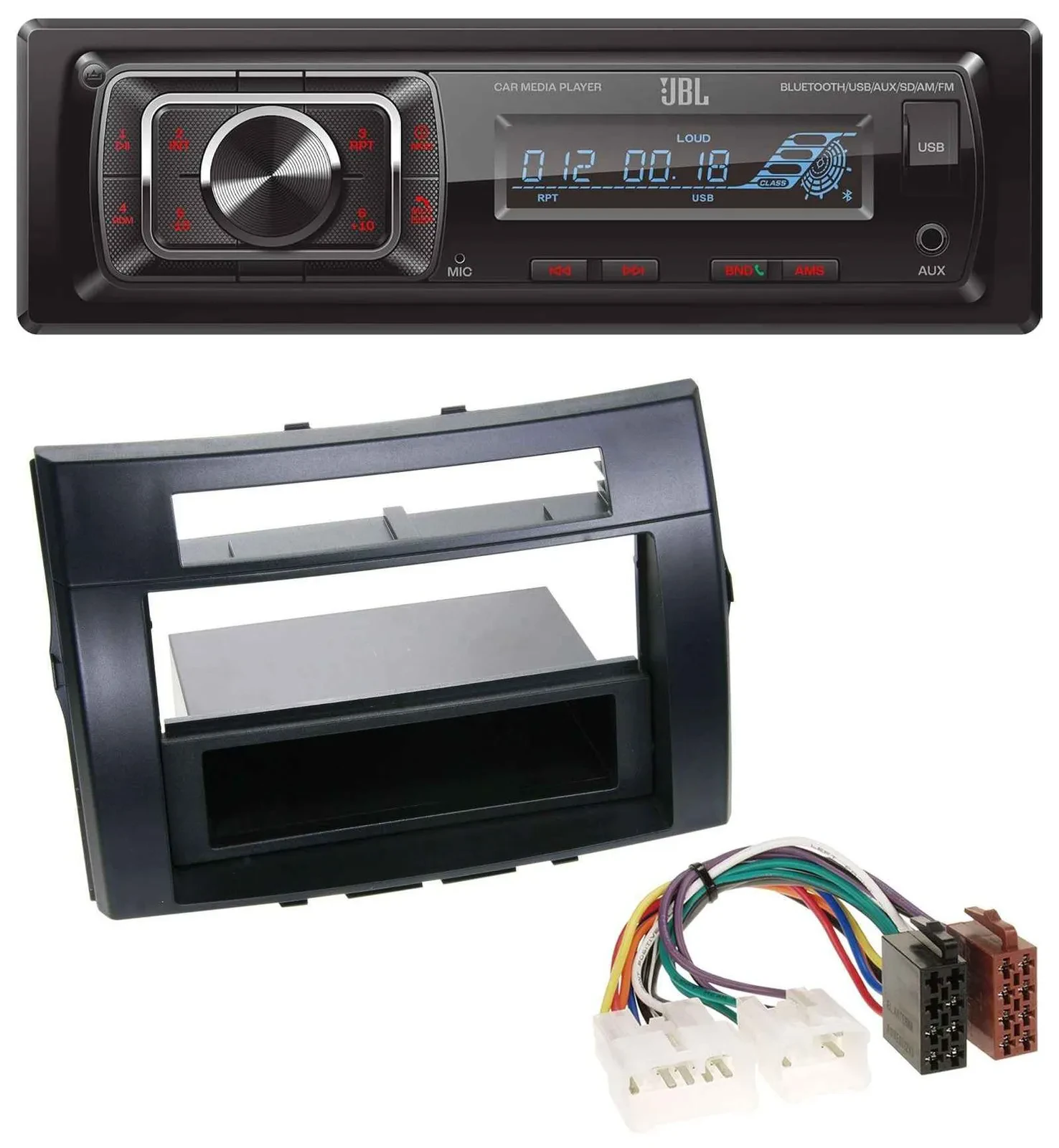 Автомагнитола для Toyota Corolla Verso (2004–2009) JBL Bluetooth USB SD AUX MP3 черная
