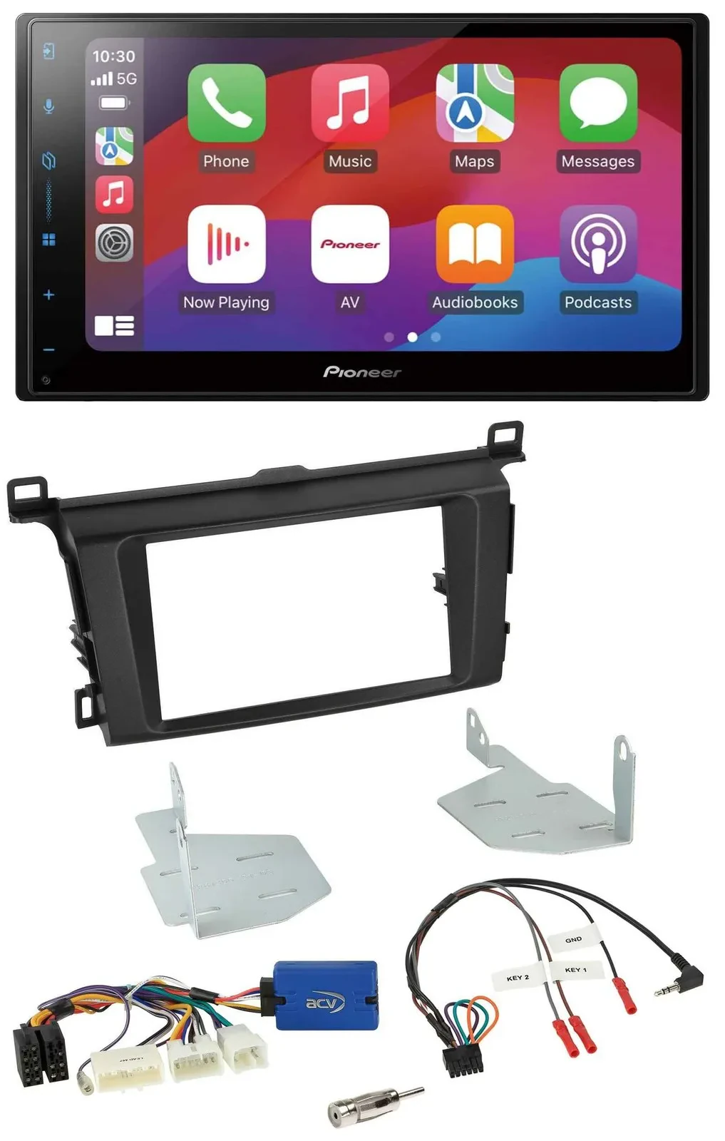 Автомагнитола Pioneer 2DIN DAB USB Bluetooth для Toyota RAV4 (с 2013) с поддержкой управления на руле