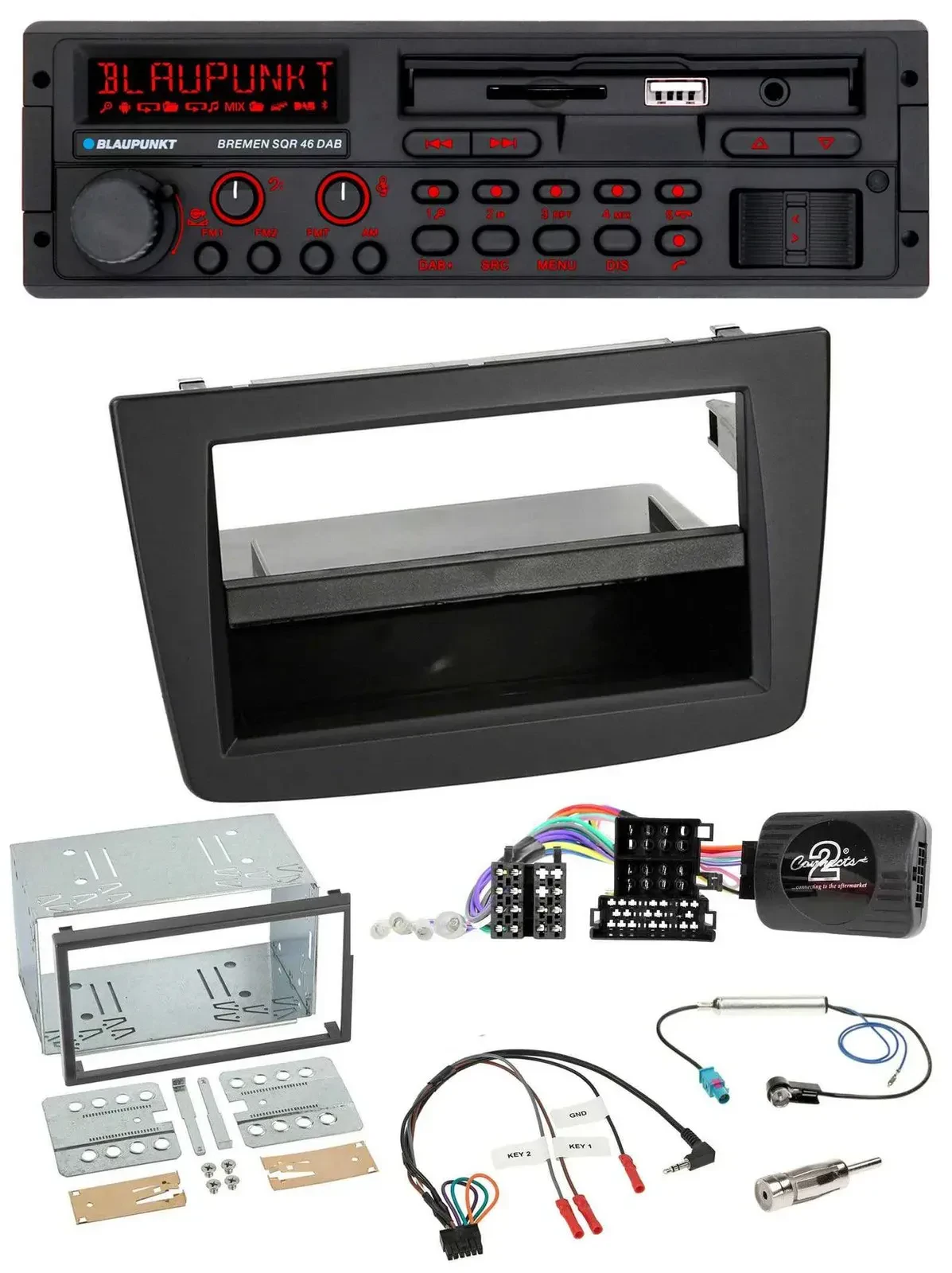 Blaupunkt SD Lenkrad USB Bluetooth DAB Autoradio für Alfa Mito 2008-2014 schwarz