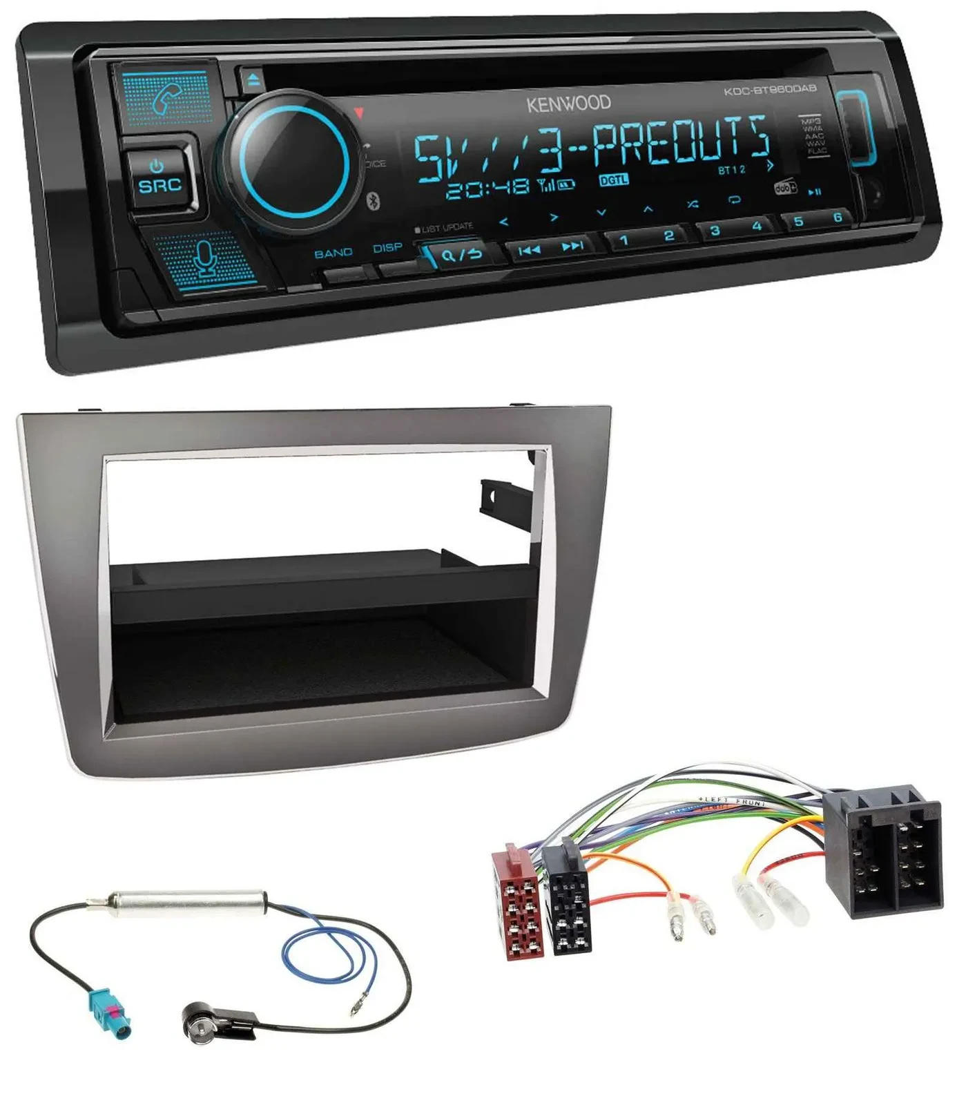 Автомагнитола Kenwood Bluetooth USB CD MP3 DAB для Alfa Romeo MiTo 955 (2008–2014) ISO