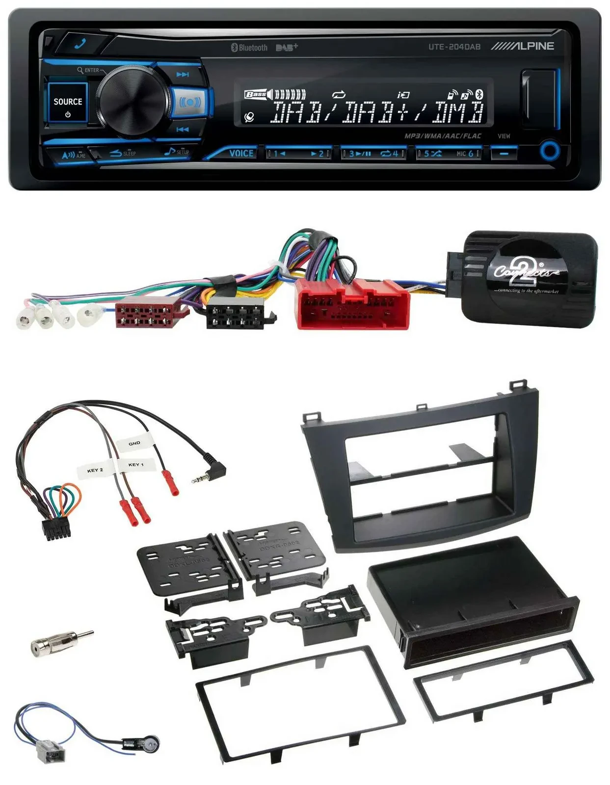 Alpine USB Bluetooth DAB Lenkrad Autoradio für Mazda 3 2009-2013 Can-Bus