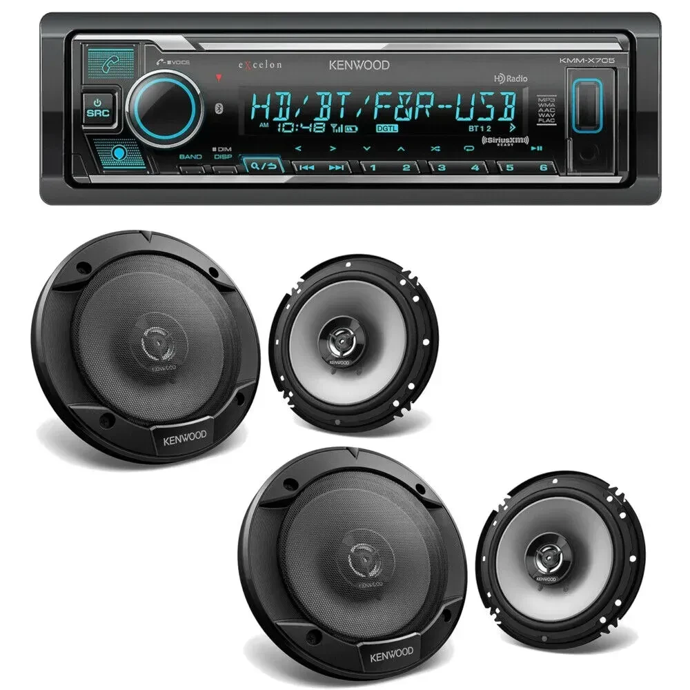 Комплект автозвука Kenwood KMM-X705 + KFC-1666S (коаксиальные 6.5", 4 шт.)