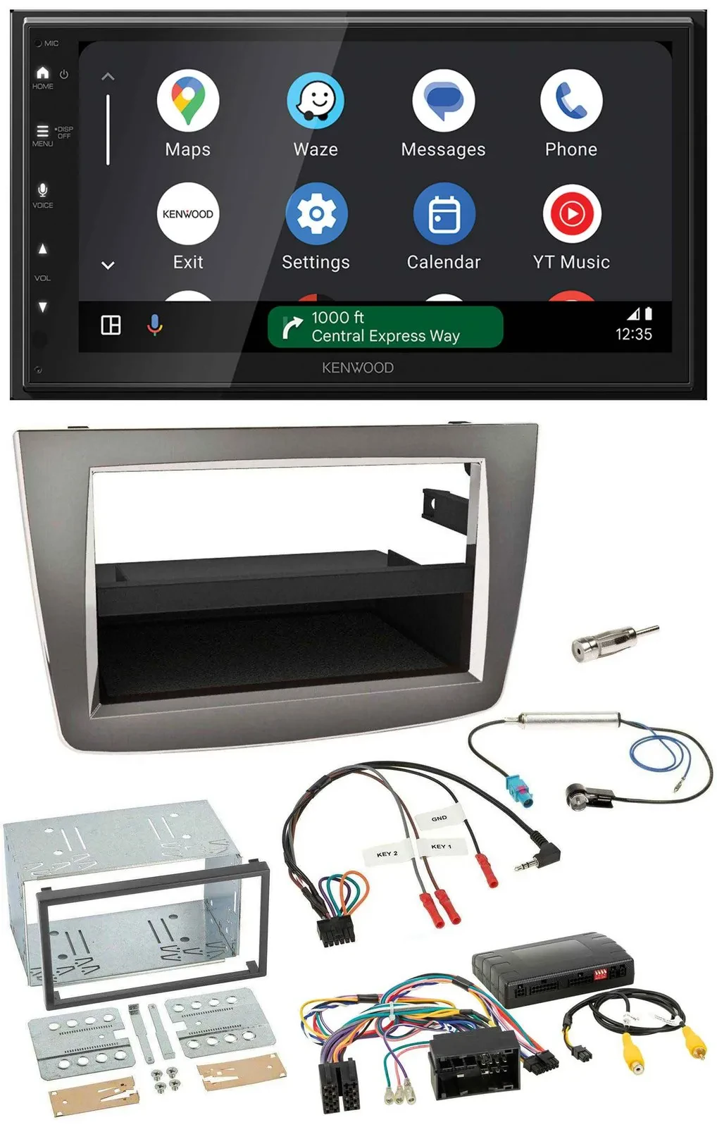 Kenwood DAB Bluetooth USB Lenkrad 2DIN Autoradio für Alfa Romeo Mito silber 14-1
