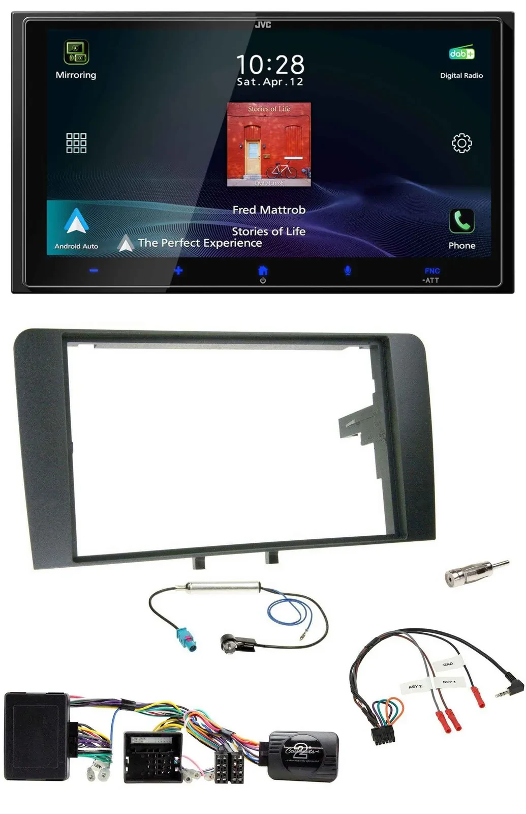 JVC USB Bluetooth 2DIN DAB Lenkrad Autoradio für Audi A3 8P 03-12 Bose Aktivsyst