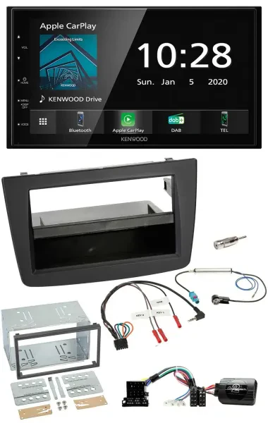 Kenwood Bluetooth Lenkrad DAB USB 2DIN Autoradio für Alfa Romeo Mito 08-14 schwa