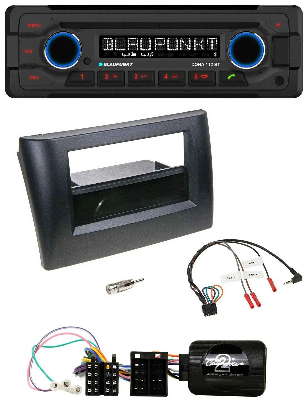 Автомагнитола Blaupunkt для Fiat Stilo (2001–2007) MP3, CD, Bluetooth, USB, черная