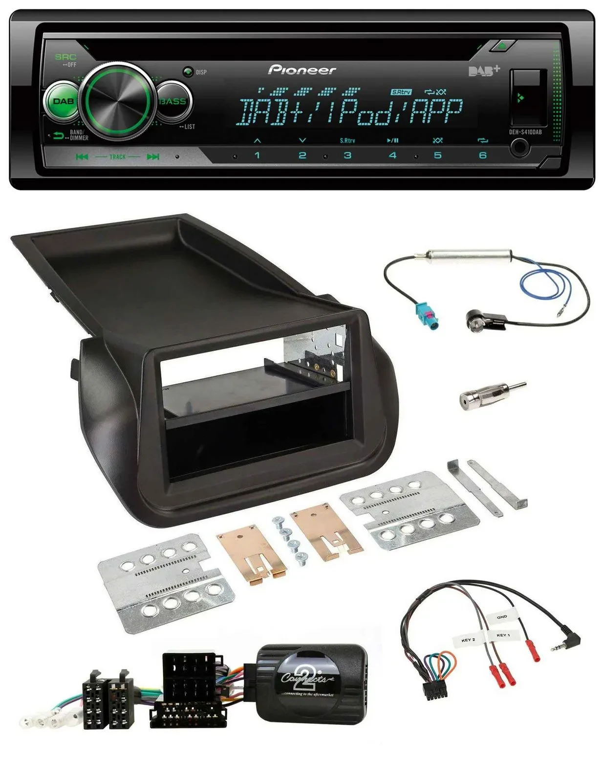 Pioneer USB MP3 DAB Lenkrad CD Autoradio für Citroen Nemo Peugeot Bipper ab 2008